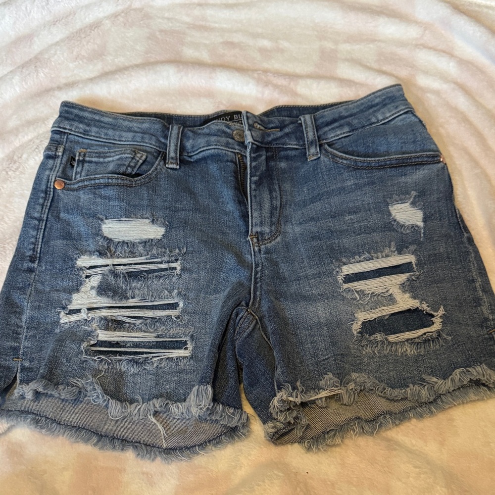 Judy Blue Ripped Blue Jean Shorts